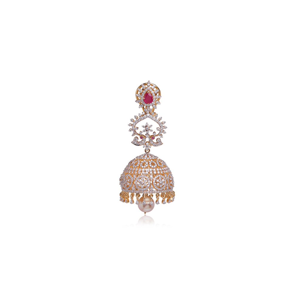 Lustrous Diamond & Ruby Jhumkas