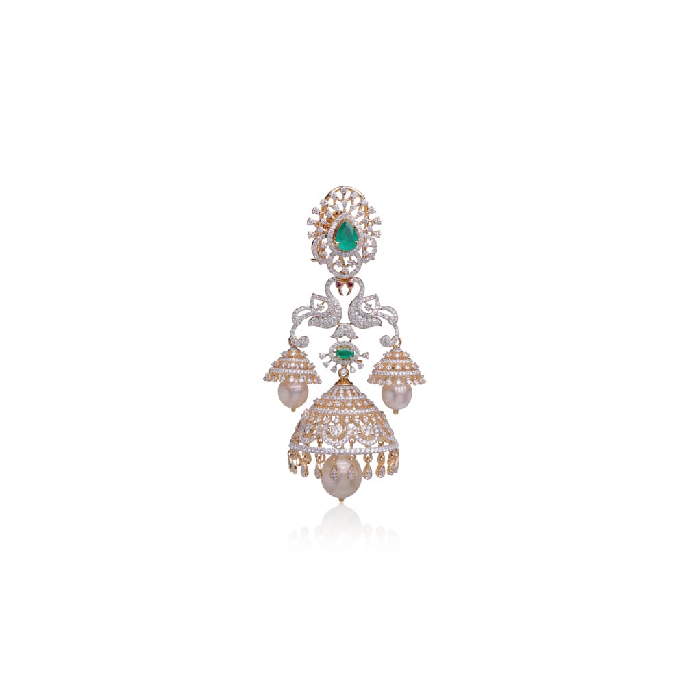 Enamouring Diamond Chandelier Jhumkas