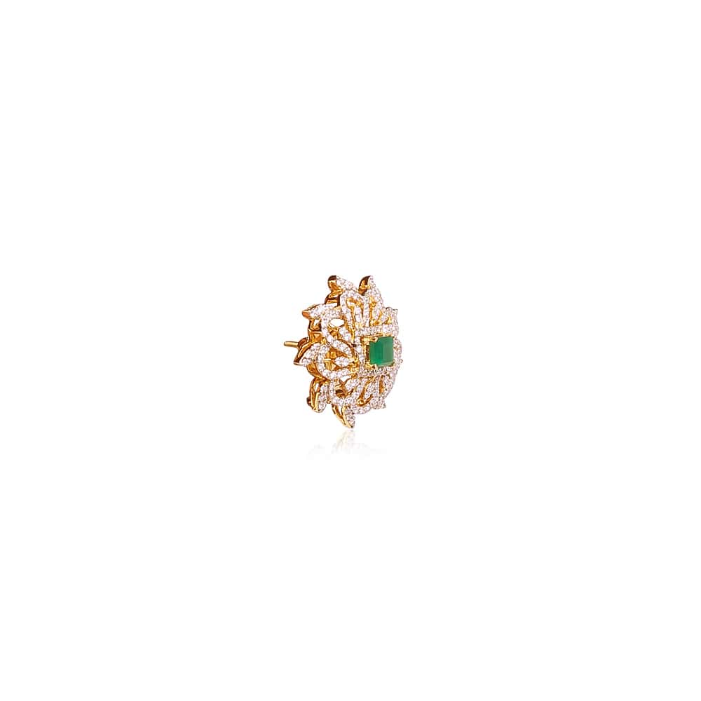 Delightful Emerald Diamond Studs