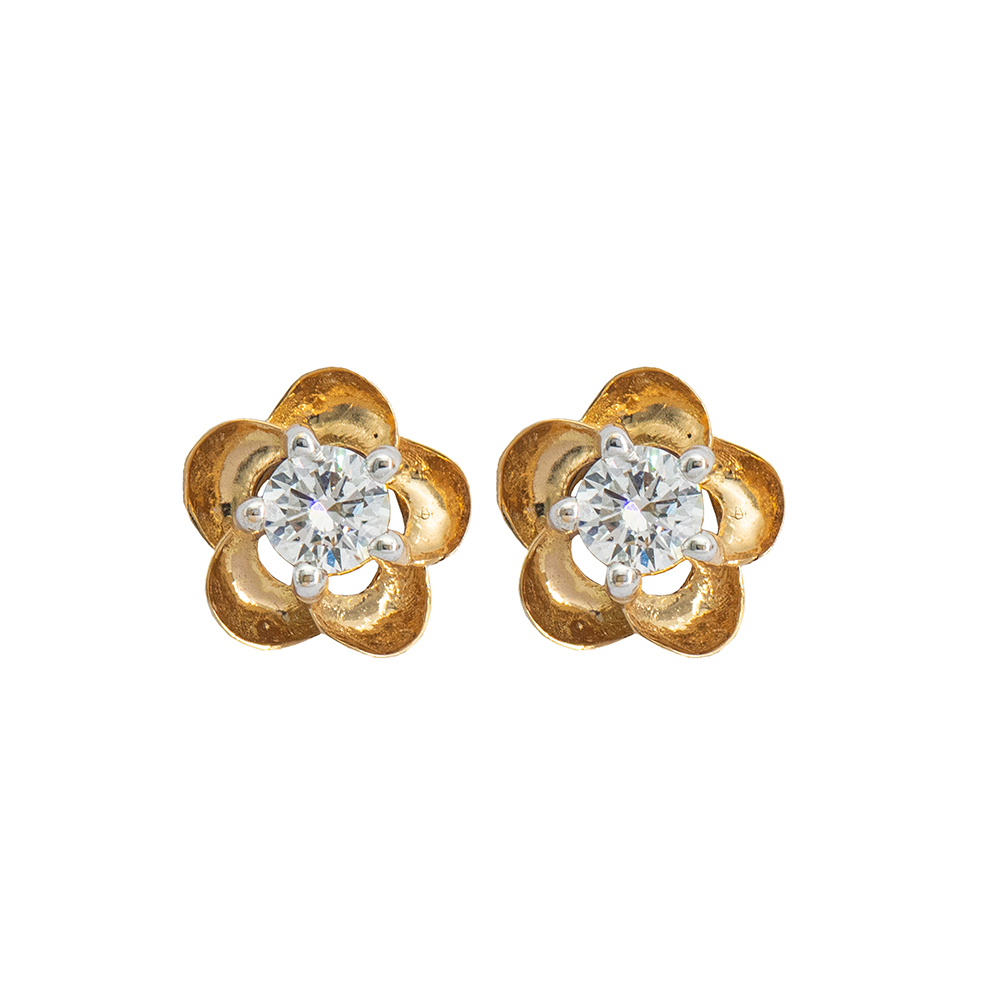 Round Floral Diamond Baby Earrings