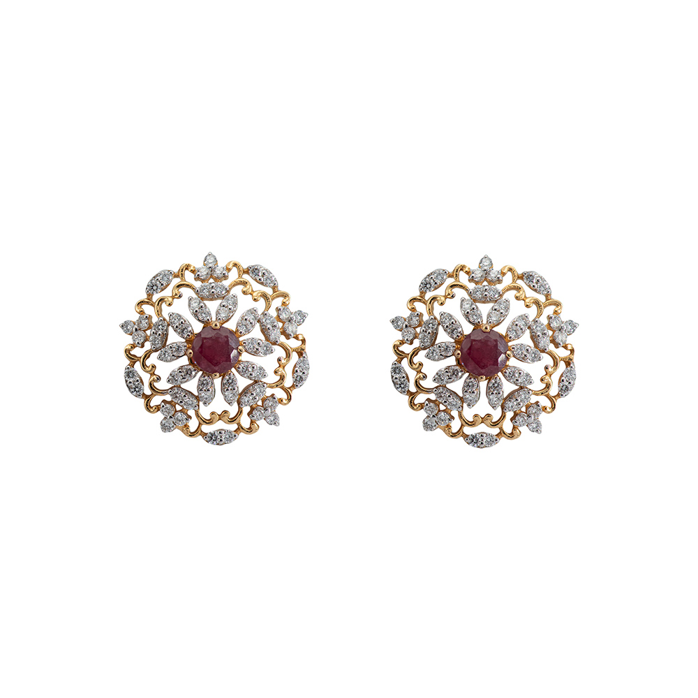 Embossed Cocktail Diamond Studs