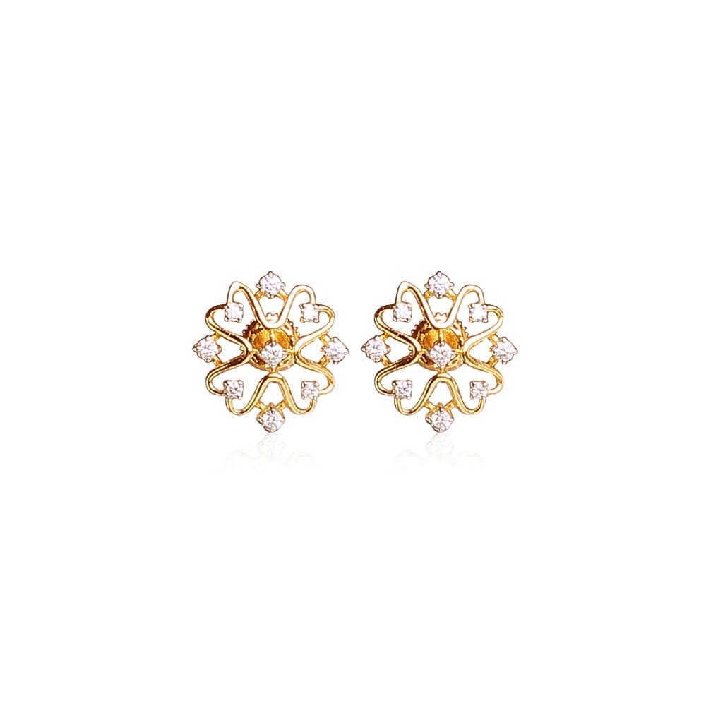 Distinctive Floral Diamond Studs