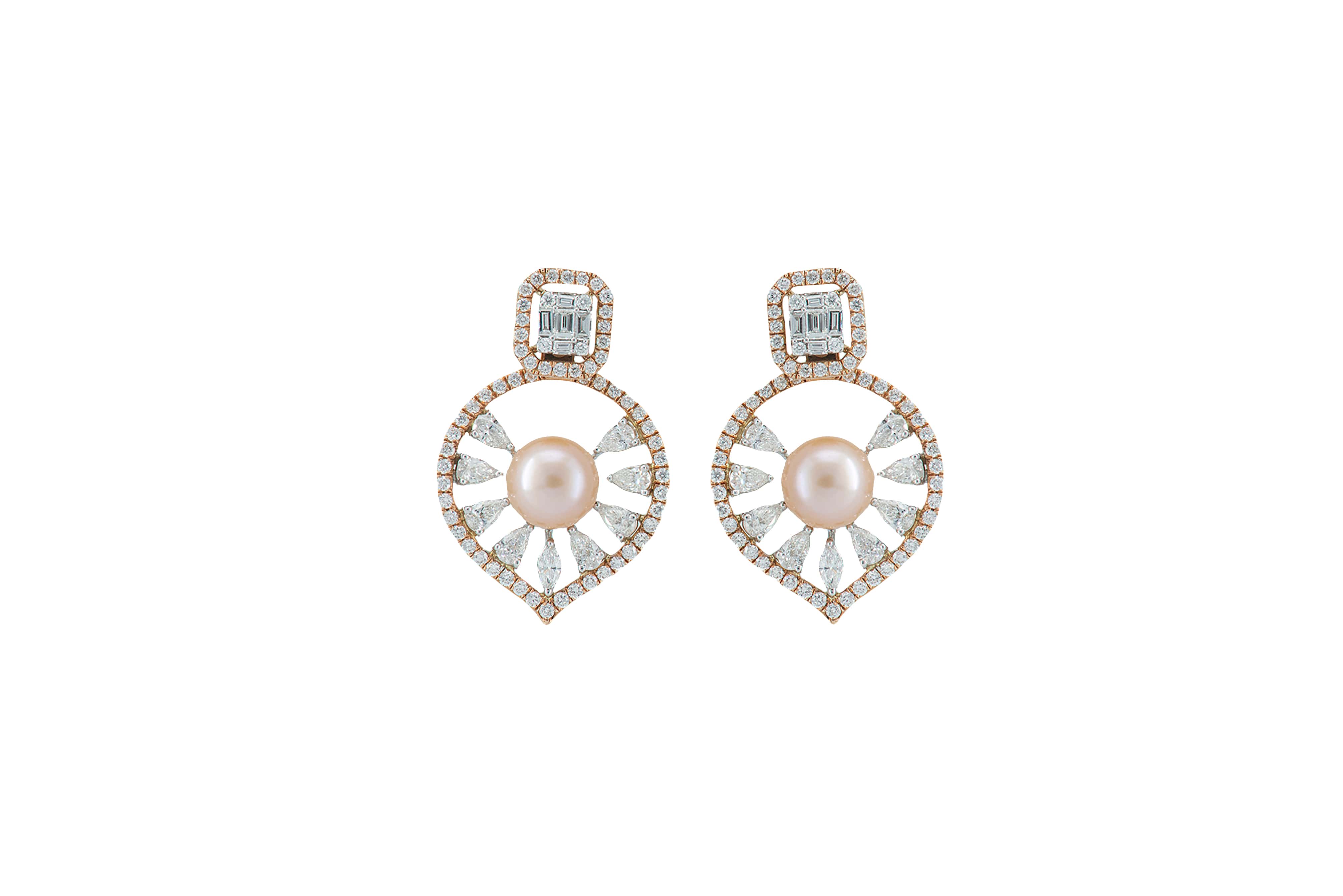 Pearl Paisley Diamond Earrings