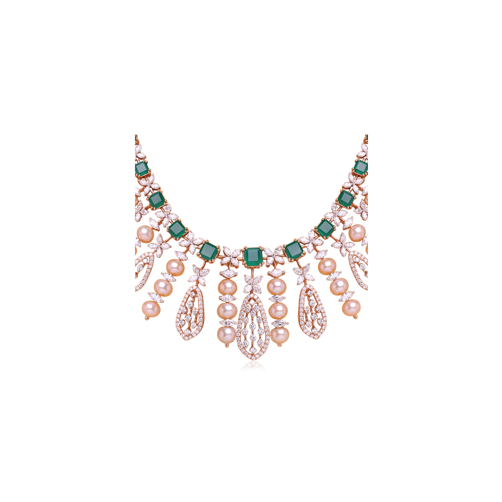 Ethereal Emerald Diamond Necklace