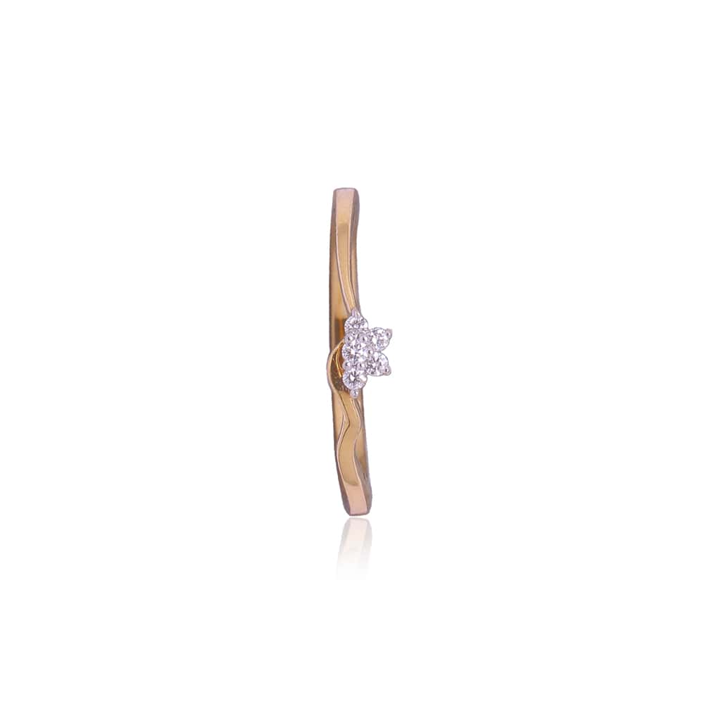 Half Curvy Flower Diamond Ring