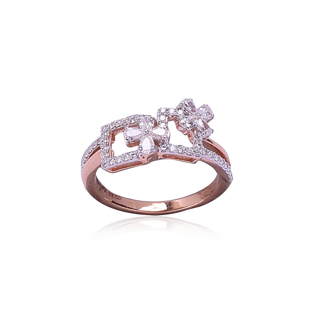 Geometric Floral Diamond Ring