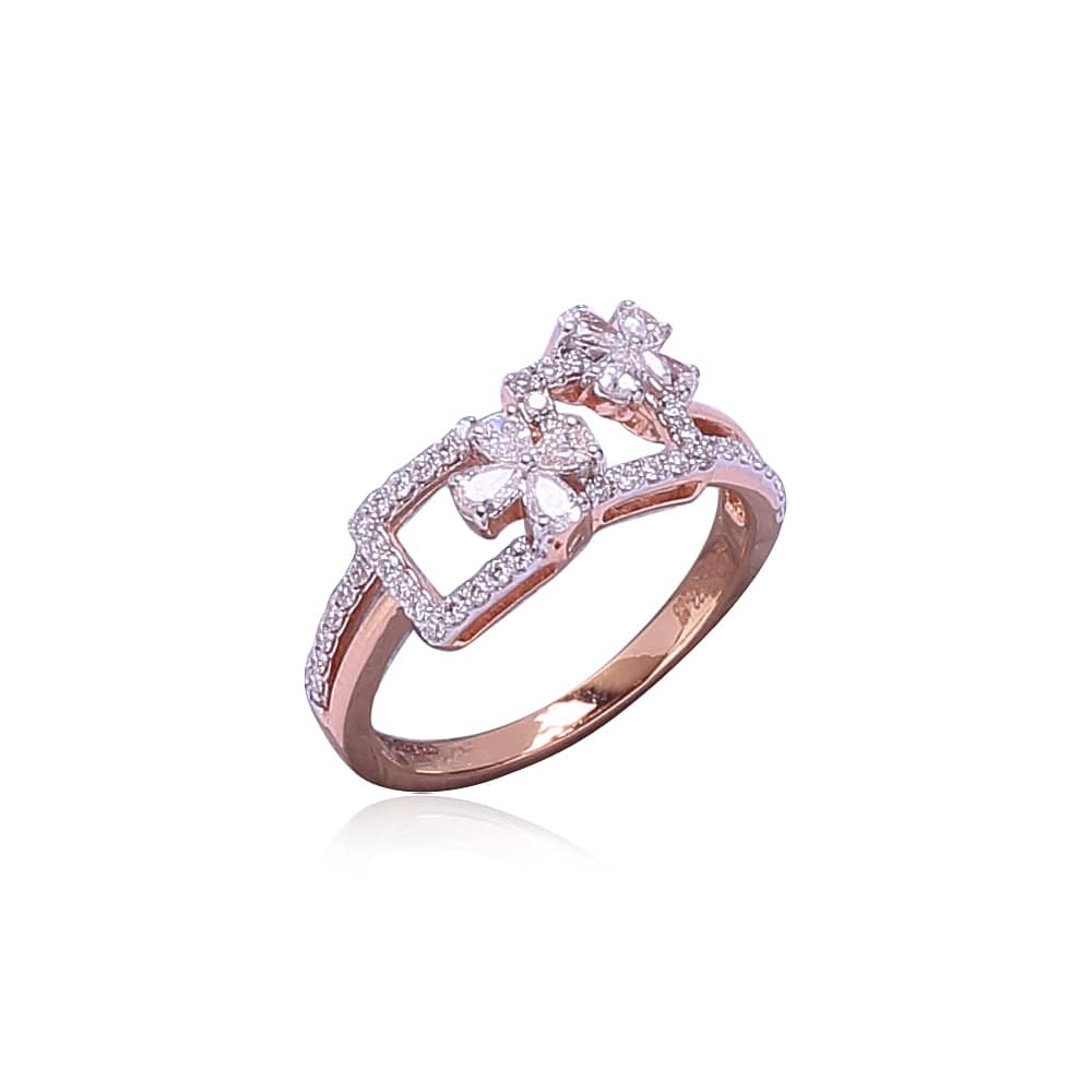 Geometric Floral Diamond Ring