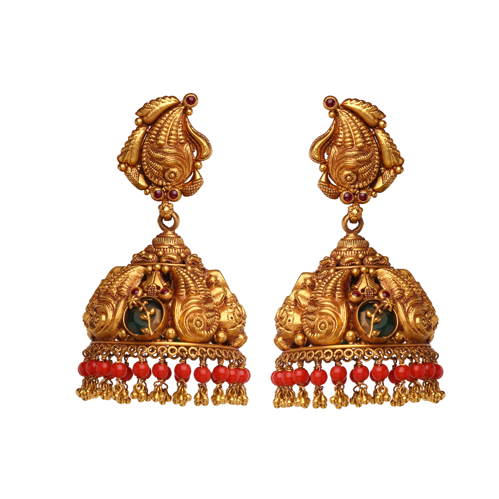 Coral Gold Jhumkis