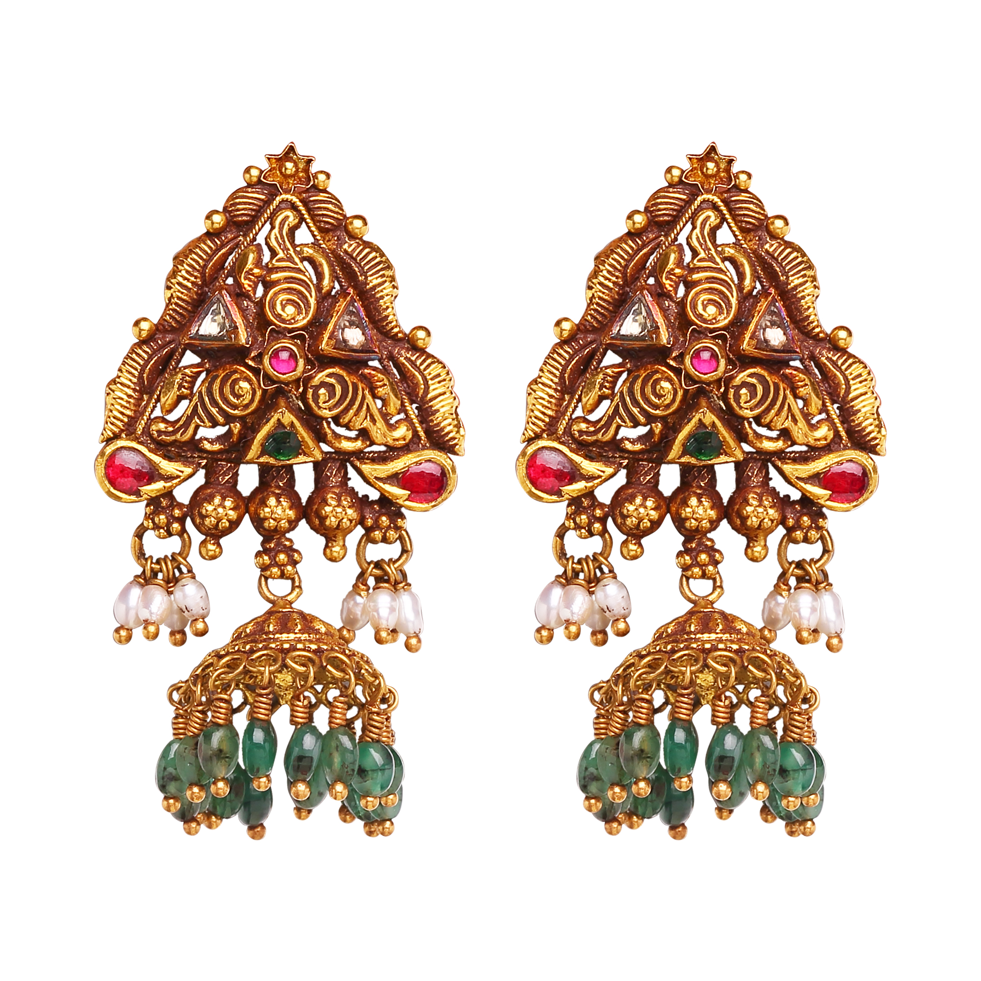 Captivating Craftsmanship Polki Jhumkis