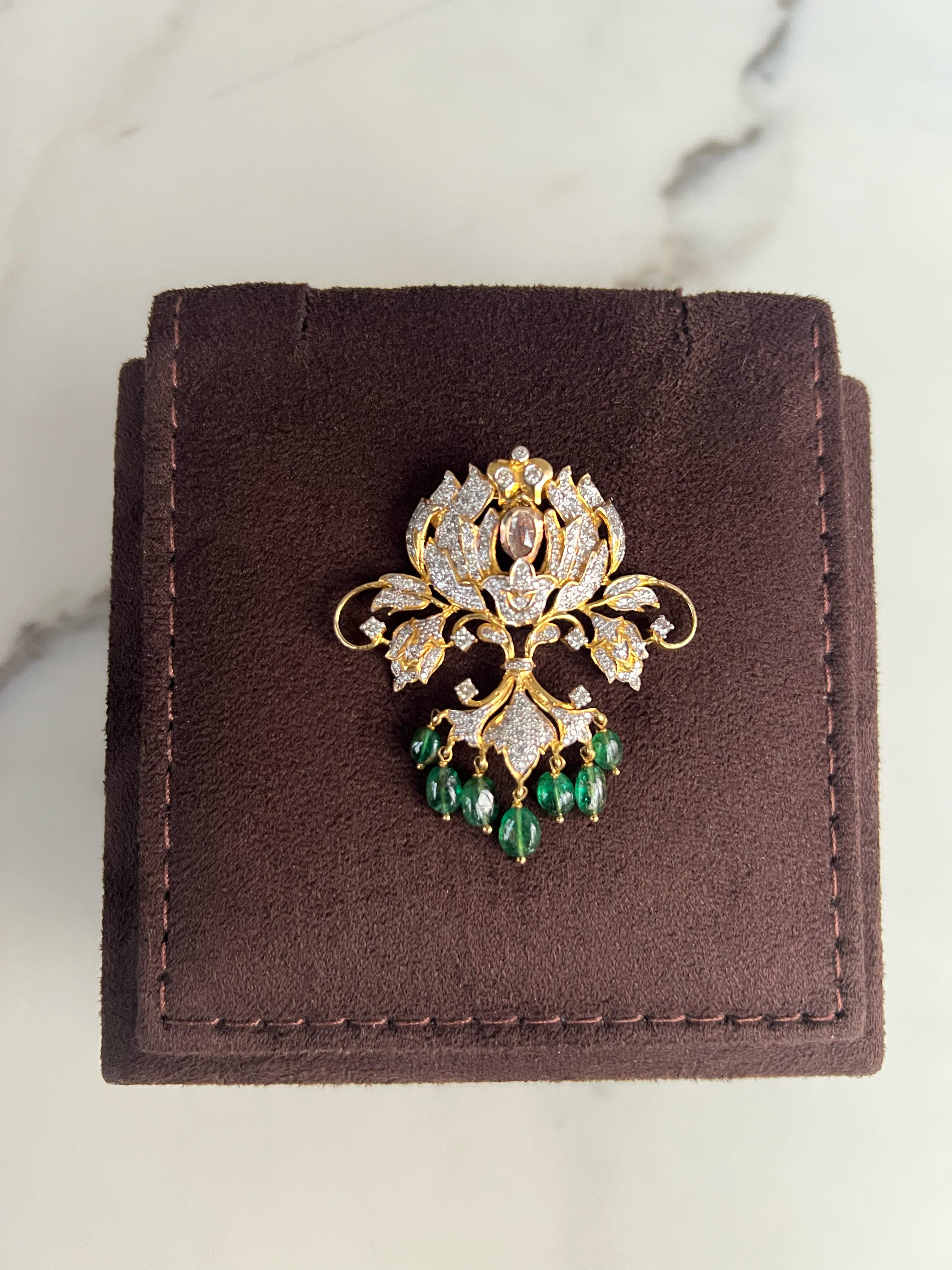 Diamond studded Lotus Polki Locket