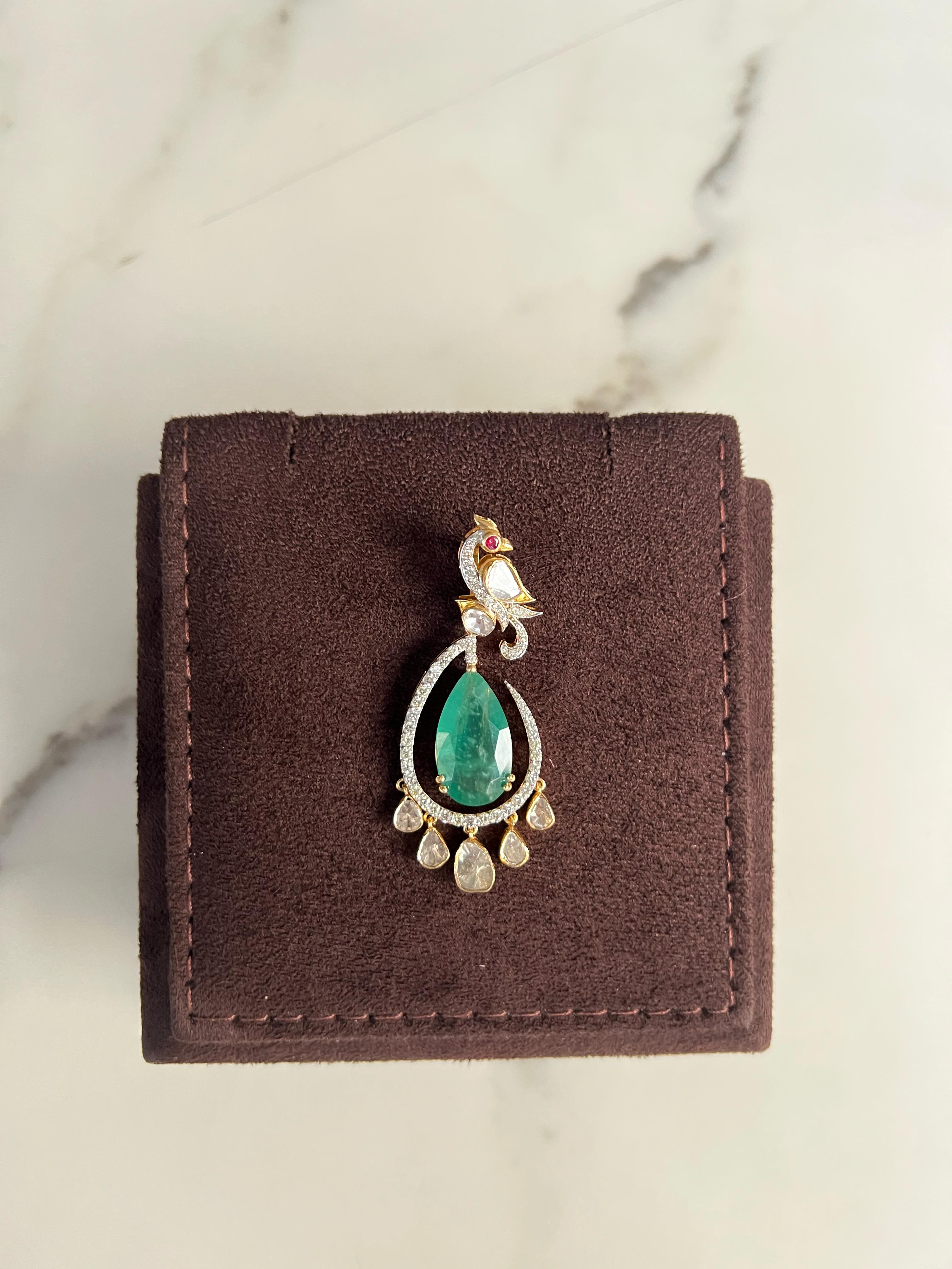 Peacock emerald  Pendant