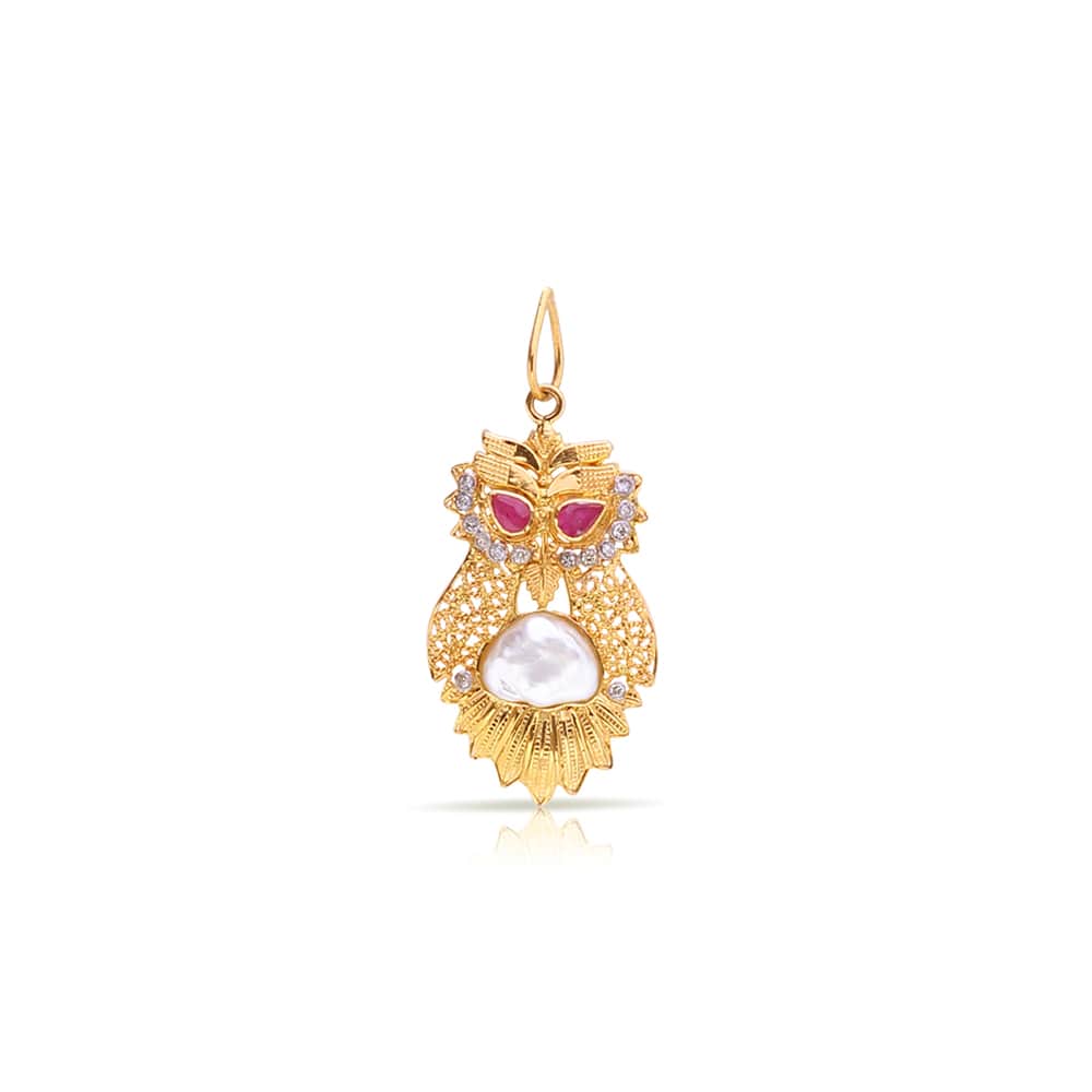 Owl Filigree Polki Locket