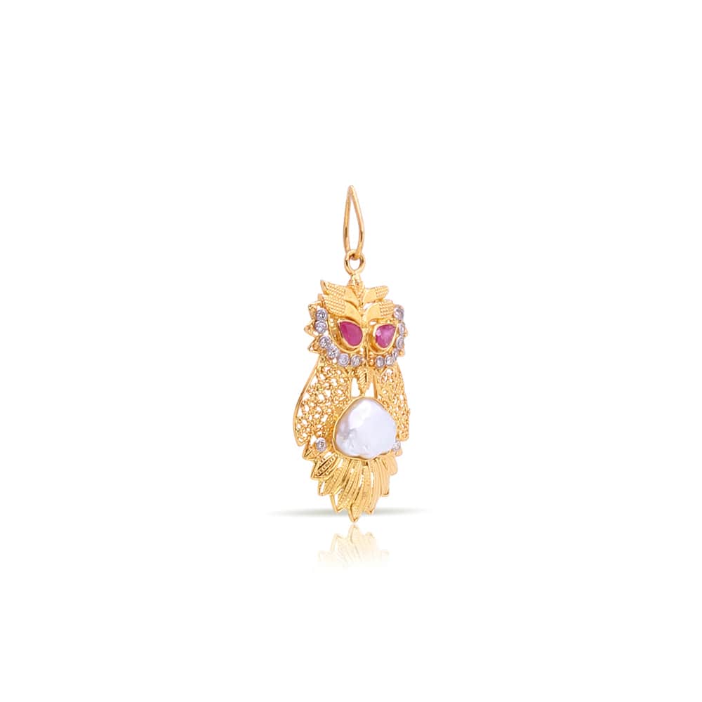 Owl Filigree Polki Locket