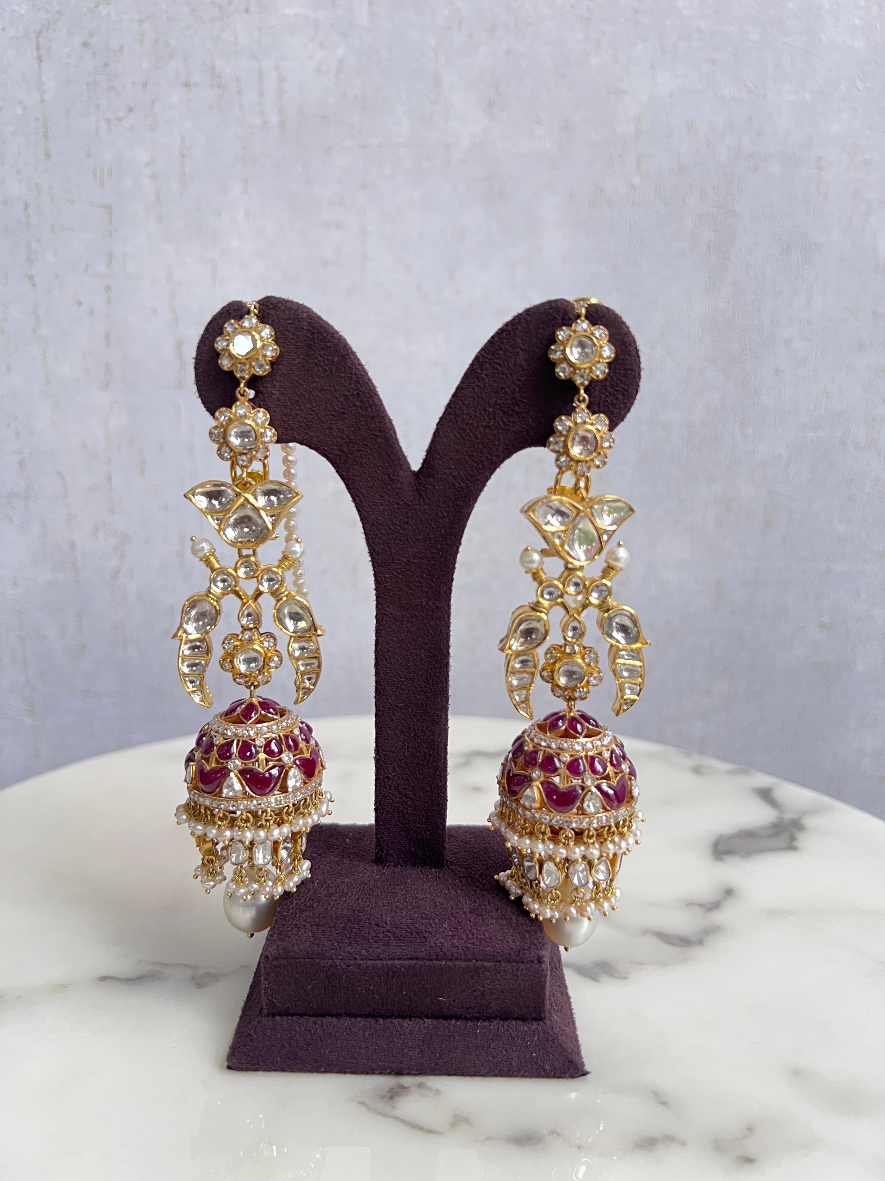 Kundan Jumkies with Mati and Ruby Kundan Jumkies with Mati and Ruby