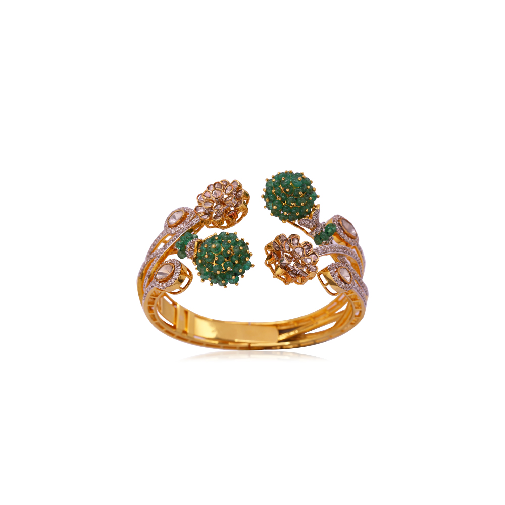 Emerald Studded Polki  Kada