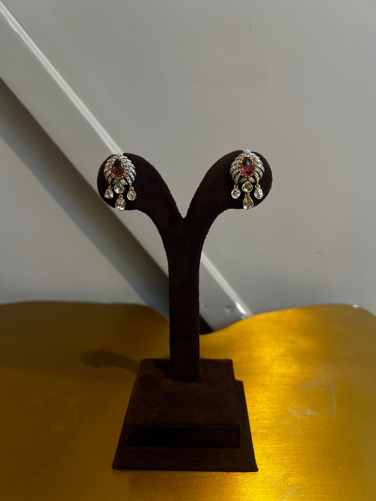Exquisite Polki Earrings with Tourmaline