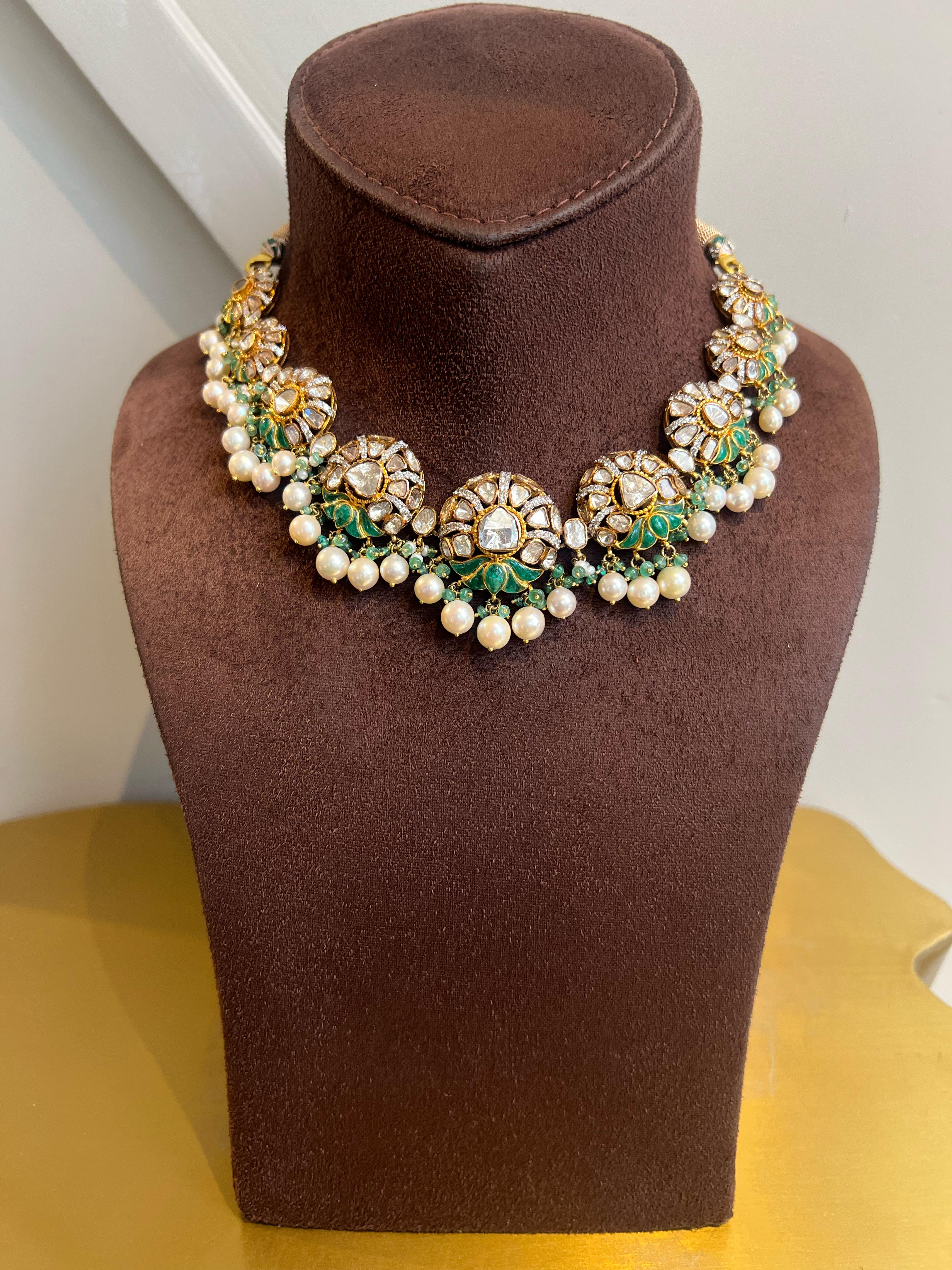 Stunning Polki Necklace with Pearls